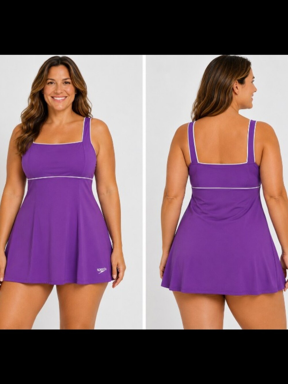 Speedo Endurance One Piece Swim Dress Swimsuit Purple Size 16 Tummy Control